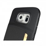 Wholesale Samsung Galaxy S6 Credit Card Fiber Hybrid Case (Black)